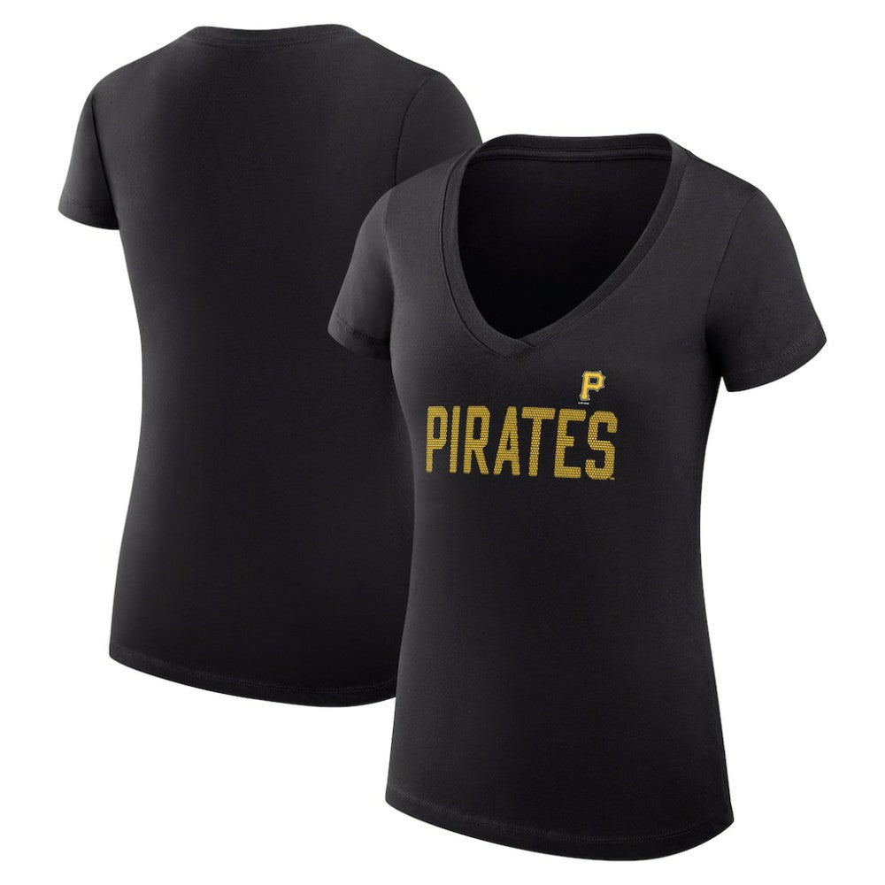 Pittsburgh Pirates G-III 4Her by Carl Banks Women's Super-Slim Fit Lightweight Dot Print V-Neck T-Shirt for sale