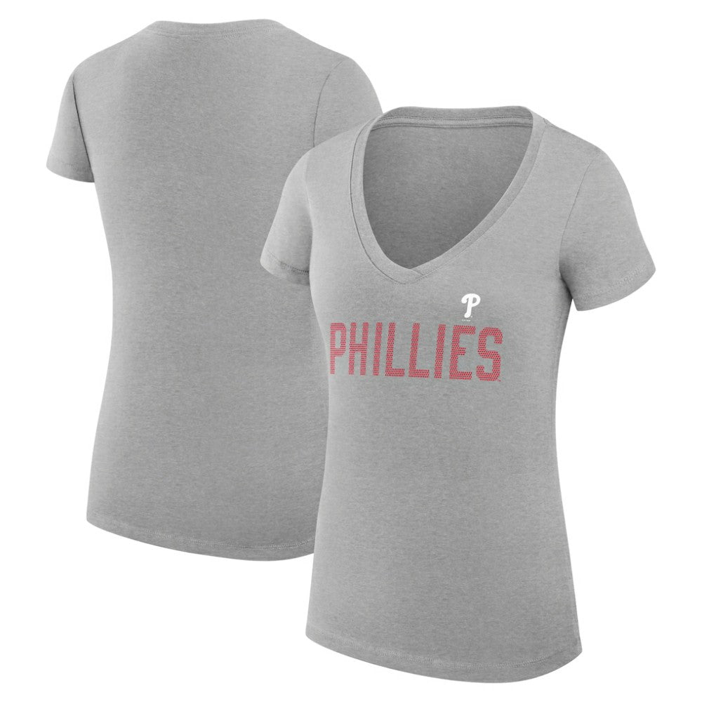 Philadelphia Phillies G-III 4Her by Carl Banks Women's Super-Slim Fit Lightweight Dot Print V-Neck T-Shirt Lifestyle
