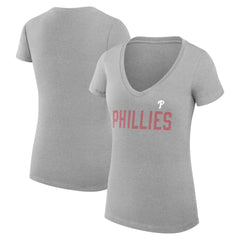 Philadelphia Phillies G-III 4Her by Carl Banks Women's Super-Slim Fit Lightweight Dot Print V-Neck T-Shirt Lifestyle