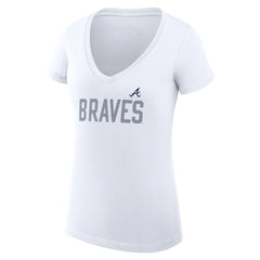 Atlanta Braves G-III 4Her by Carl Banks Women's Super-Slim Fit Lightweight Dot Print V-Neck T-Shirt Near Me