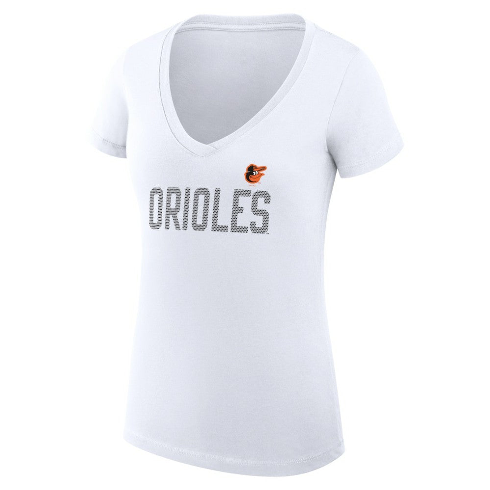 Baltimore Orioles G-III 4Her by Carl Banks Women's Super-Slim Fit Lightweight Dot Print V-Neck T-Shirt for sale