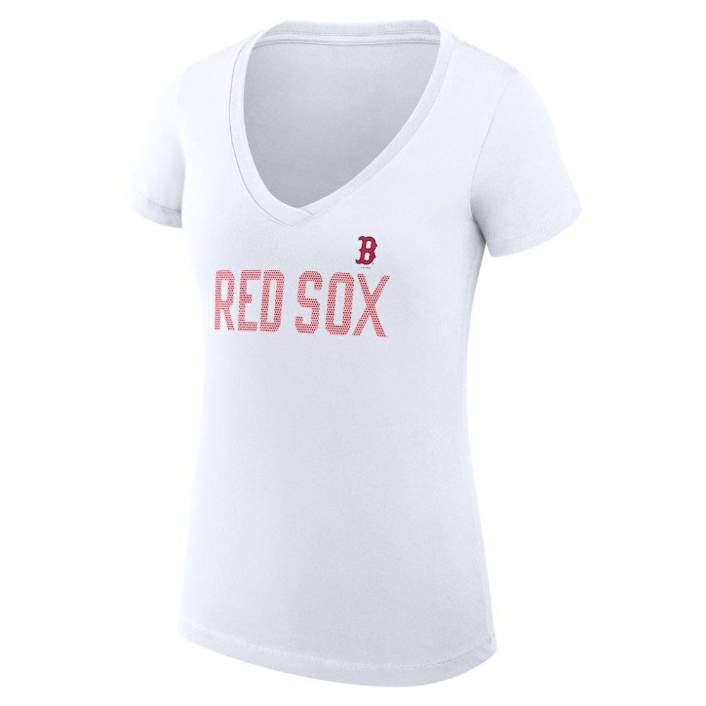Boston Red Sox G-III 4Her by Carl Banks Women's Super-Slim Fit Lightweight Dot Print V-Neck T-Shirt Lifestyle