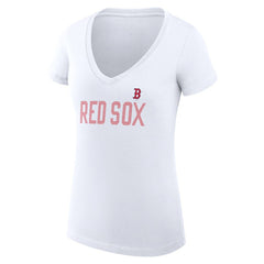 Boston Red Sox G-III 4Her by Carl Banks Women's Super-Slim Fit Lightweight Dot Print V-Neck T-Shirt Lifestyle