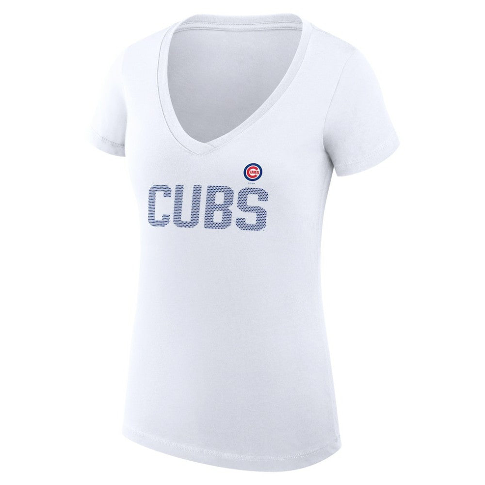 Chicago Cubs G-III 4Her by Carl Banks Women's Super-Slim Fit Lightweight Dot Print V-Neck T-Shirt Sale