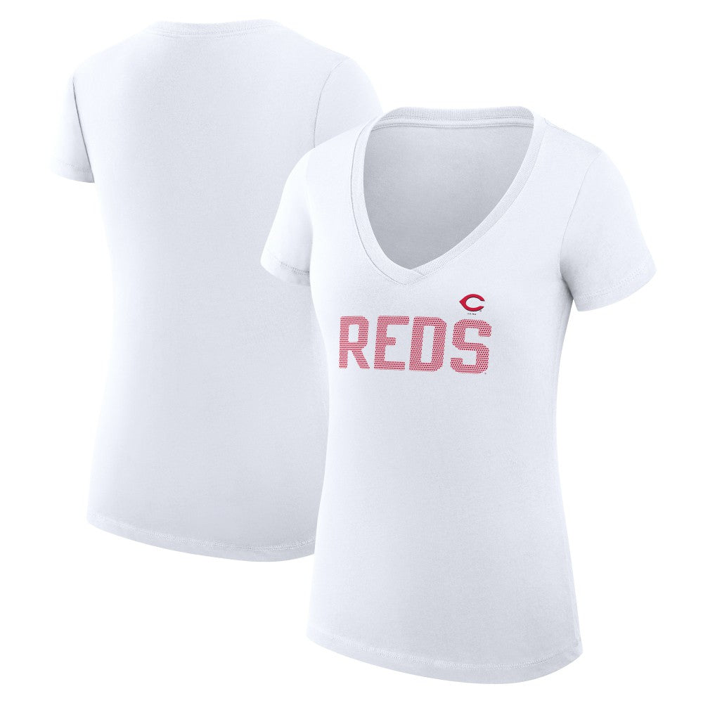 Cincinnati Reds G-III 4Her by Carl Banks Women's Super-Slim Fit Lightweight Dot Print V-Neck T-Shirt Near Me