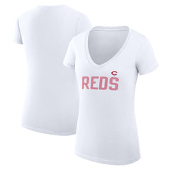 Cincinnati Reds G-III 4Her by Carl Banks Women's Super-Slim Fit Lightweight Dot Print V-Neck T-Shirt Near Me