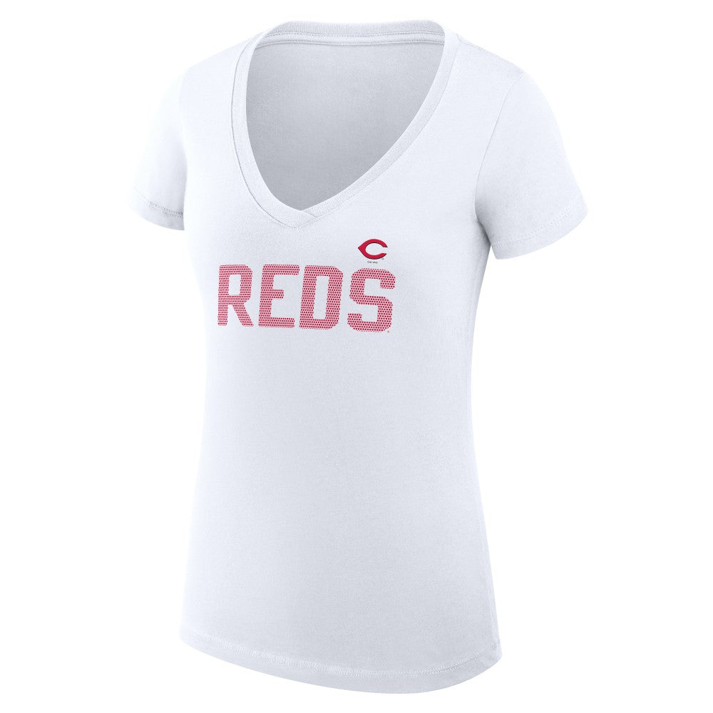 Cincinnati Reds G-III 4Her by Carl Banks Women's Super-Slim Fit Lightweight Dot Print V-Neck T-Shirt Near Me