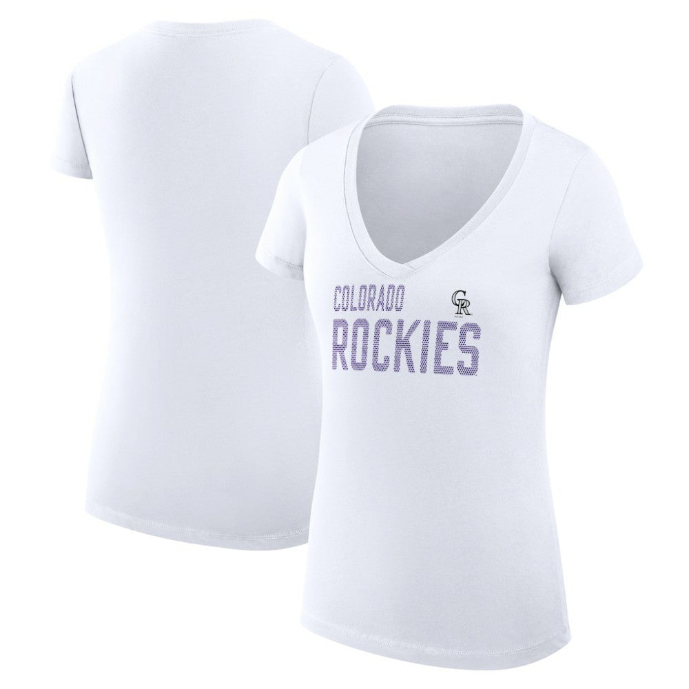 Colorado Rockies G-III 4Her by Carl Banks Women's Super-Slim Fit Lightweight Dot Print V-Neck T-Shirt Clearance