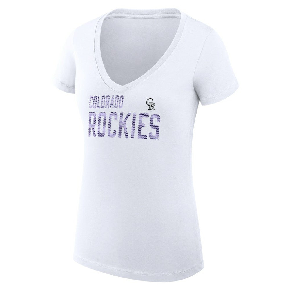 Colorado Rockies G-III 4Her by Carl Banks Women's Super-Slim Fit Lightweight Dot Print V-Neck T-Shirt Clearance