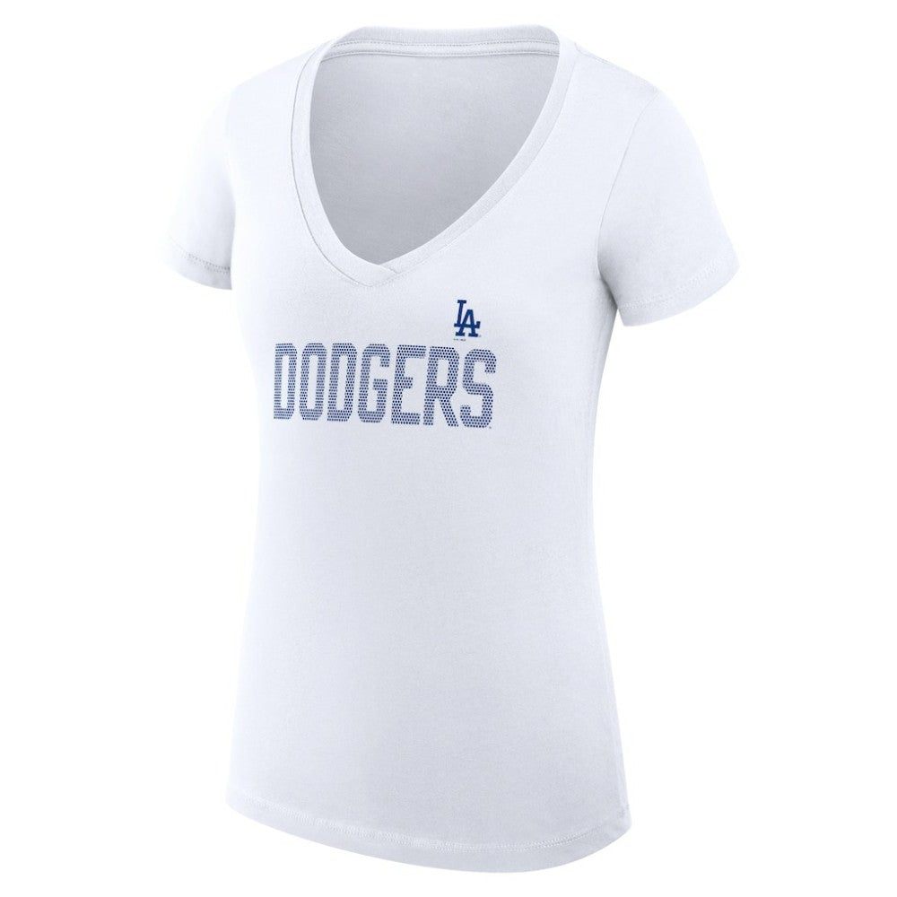 Los Angeles Dodgers G-III 4Her by Carl Banks Women's Super-Slim Fit Lightweight Dot Print V-Neck T-Shirt Lifestyle
