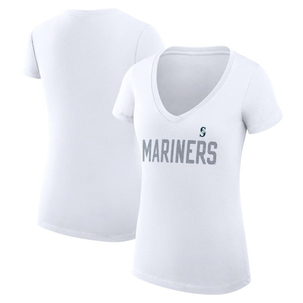 Seattle Mariners G-III 4Her by Carl Banks Women's Super-Slim Fit Lightweight Dot Print V-Neck T-Shirt Lifestyle
