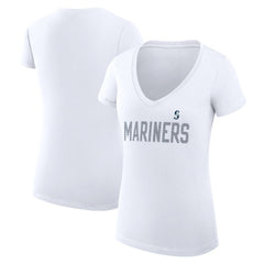 Seattle Mariners G-III 4Her by Carl Banks Women's Super-Slim Fit Lightweight Dot Print V-Neck T-Shirt Lifestyle
