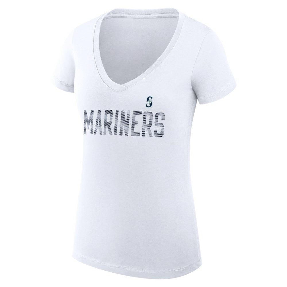 Seattle Mariners G-III 4Her by Carl Banks Women's Super-Slim Fit Lightweight Dot Print V-Neck T-Shirt Lifestyle