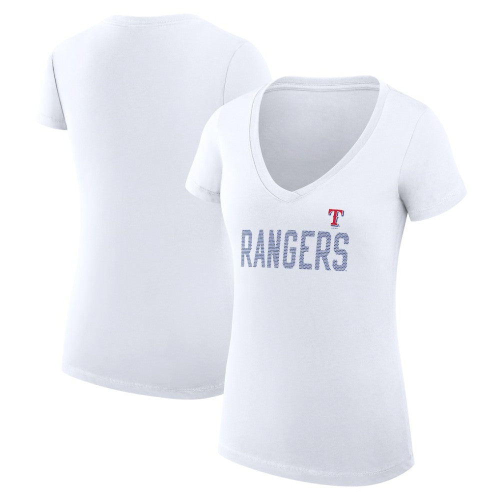 Texas Rangers G-III 4Her by Carl Banks Women's Super-Slim Fit Lightweight Dot Print V-Neck T-Shirt for sale