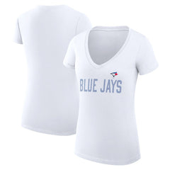 Toronto Blue Jays G-III 4Her by Carl Banks Women's Super-Slim Fit Lightweight Dot Print V-Neck T-Shirt On Sale