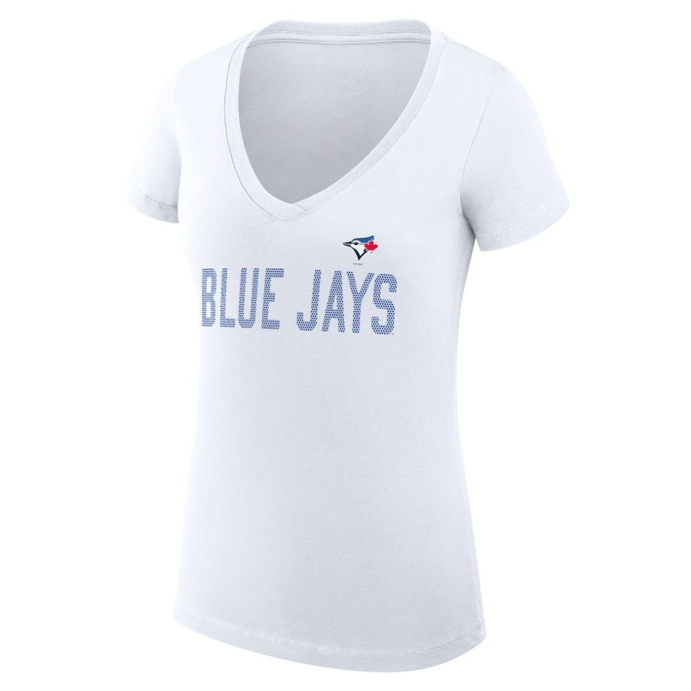 Toronto Blue Jays G-III 4Her by Carl Banks Women's Super-Slim Fit Lightweight Dot Print V-Neck T-Shirt On Sale