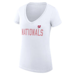Washington Nationals G-III 4Her by Carl Banks Women's Super-Slim Fit Lightweight Dot Print V-Neck T-Shirt Lifestyle