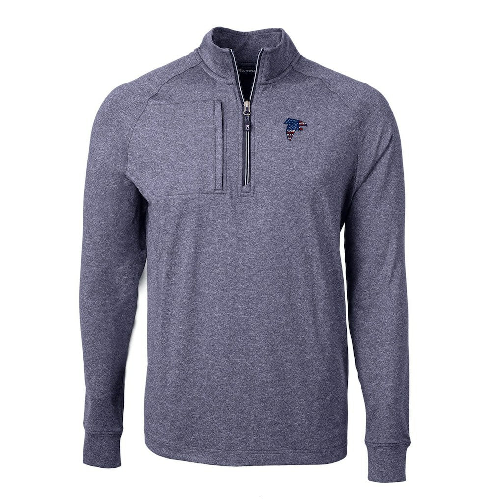 Atlanta Falcons Cutter & Buck Big & Tall Adapt Eco Knit Quarter-Zip Pullover Top Heather Navy - NFL