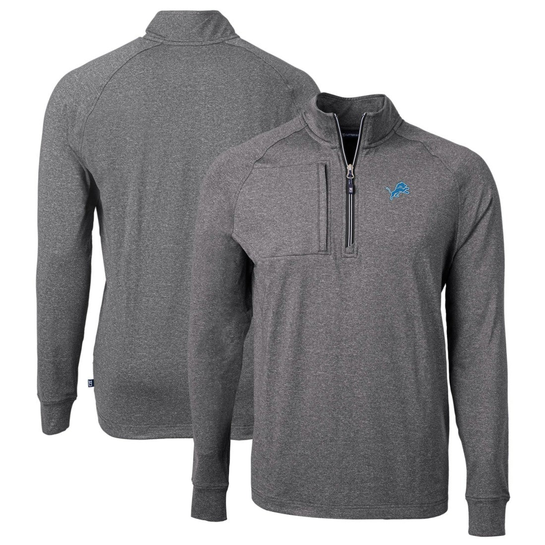 Detroit Lions Cutter & Buck Big & Tall Adapt Eco Knit Quarter-Zip Pullover Top Heather Black - NFL