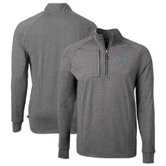Detroit Lions Cutter & Buck Big & Tall Adapt Eco Knit Quarter-Zip Pullover Top Heather Black - NFL