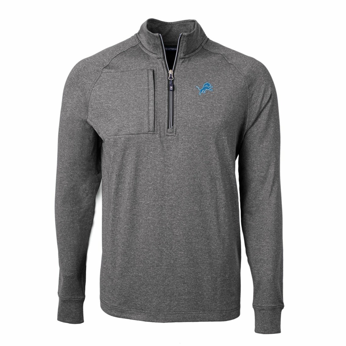 Detroit Lions Cutter & Buck Big & Tall Adapt Eco Knit Quarter-Zip Pullover Top Heather Black - NFL