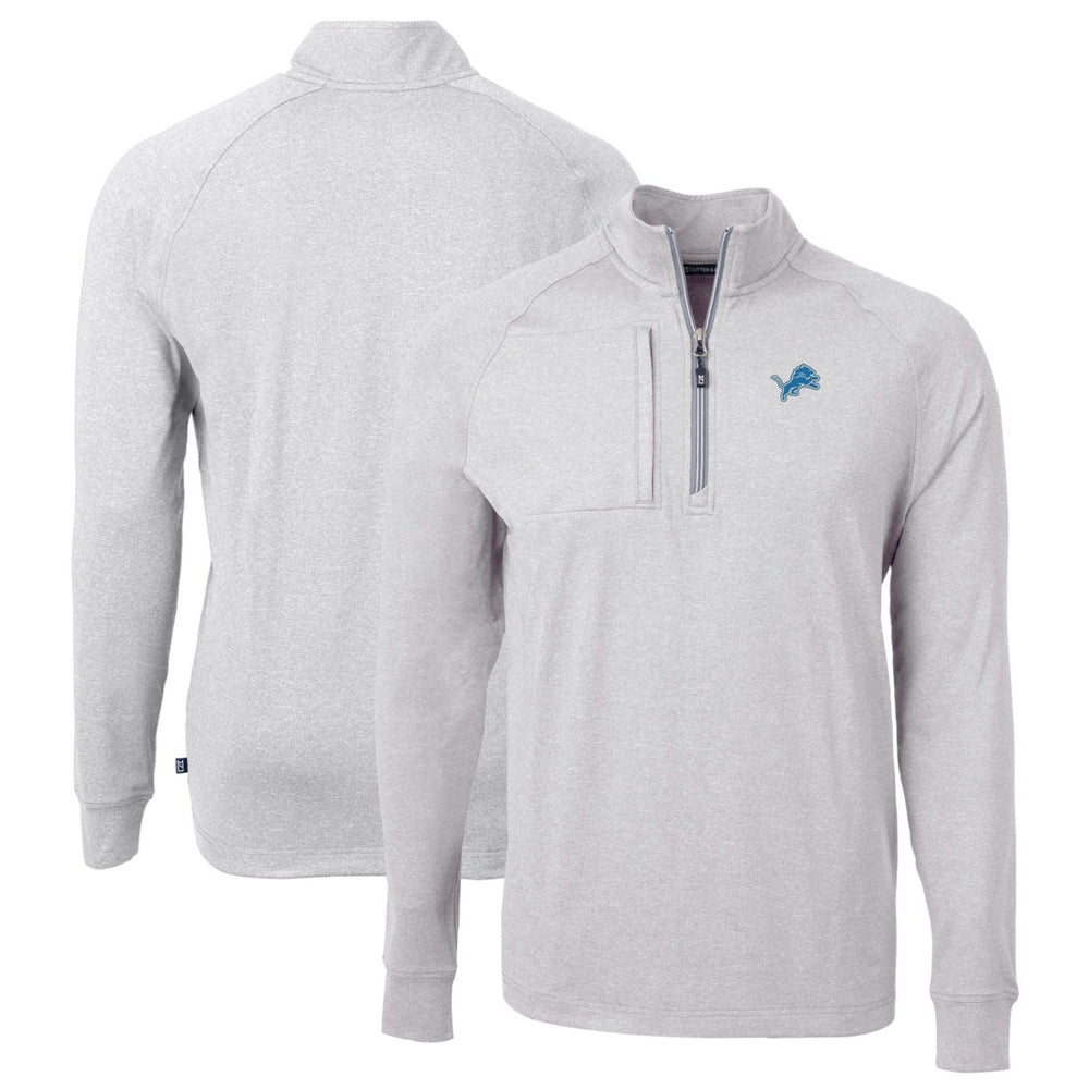 Detroit Lions Cutter & Buck Big & Tall Adapt Eco Knit Quarter-Zip Pullover Top Heather Gray - NFL