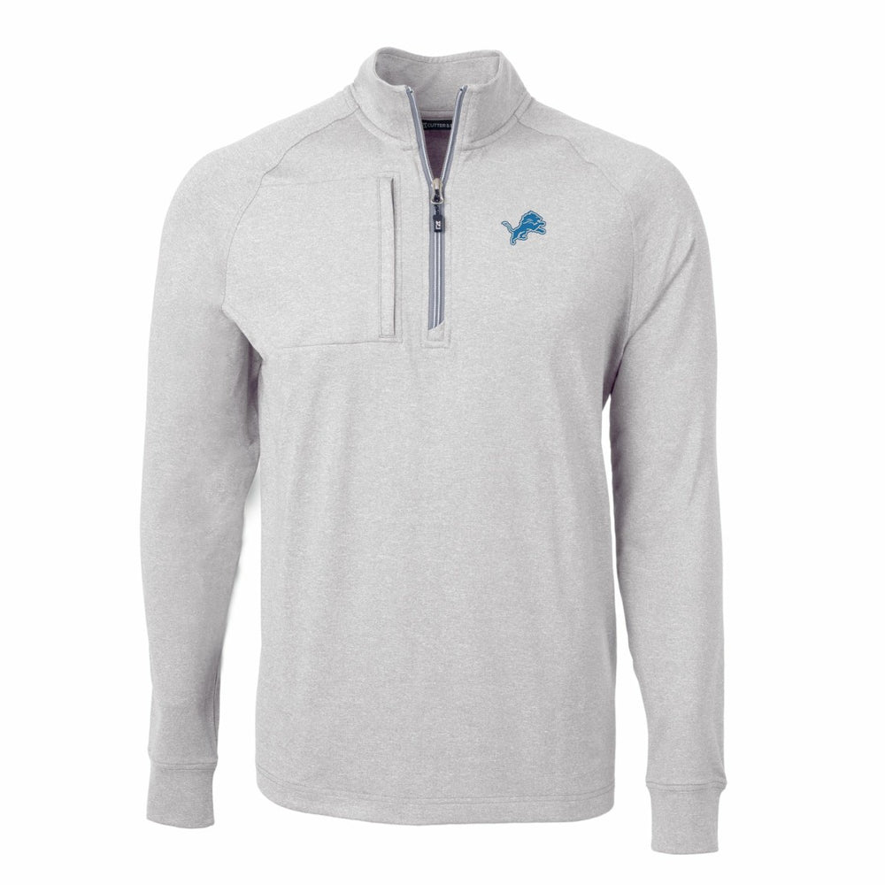 Detroit Lions Cutter & Buck Big & Tall Adapt Eco Knit Quarter-Zip Pullover Top Heather Gray - NFL