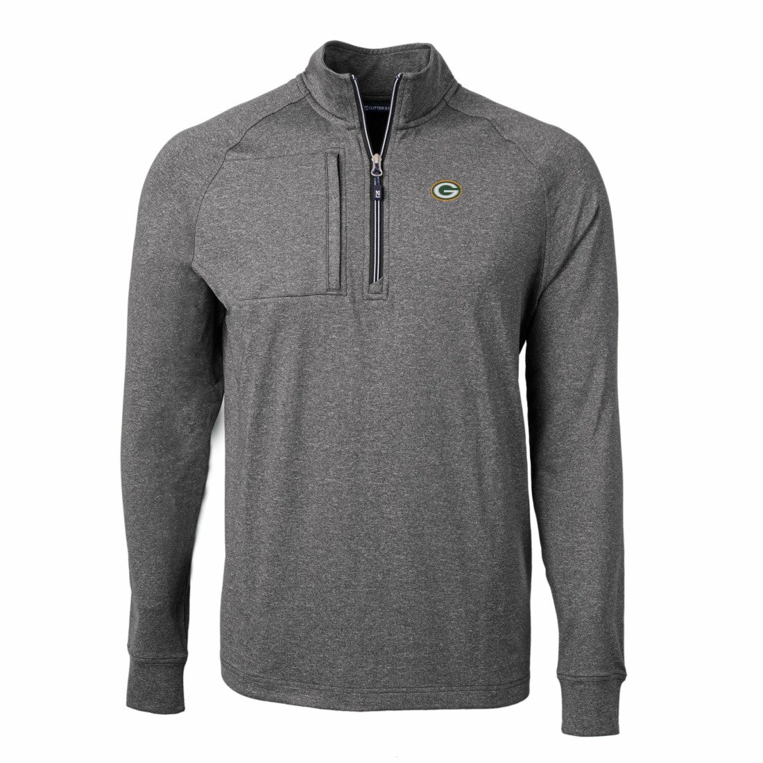 Green Bay Packers Cutter & Buck Big & Tall Adapt Eco Knit Quarter-Zip Pullover Top Heather Black - NFL