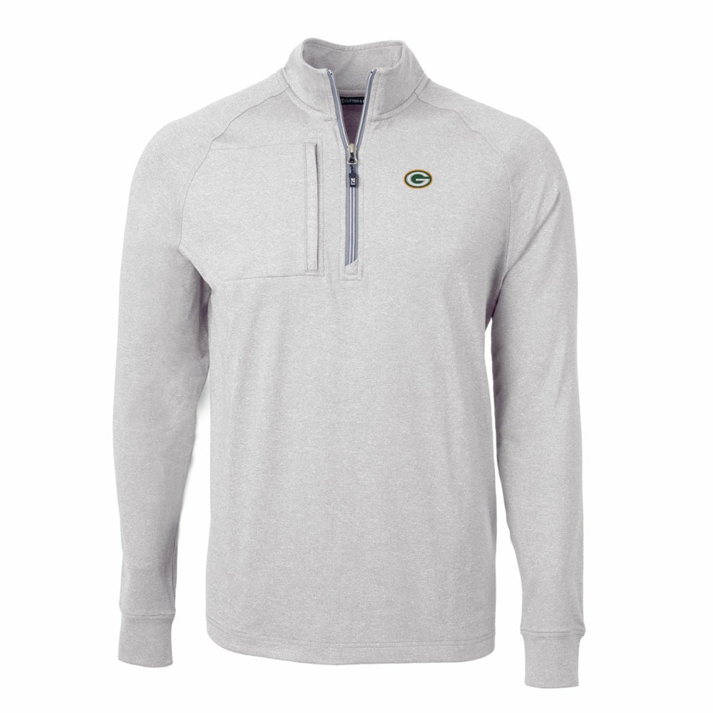 Green Bay Packers Cutter & Buck Big & Tall Adapt Eco Knit Quarter-Zip Pullover Top Heather Gray - NFL