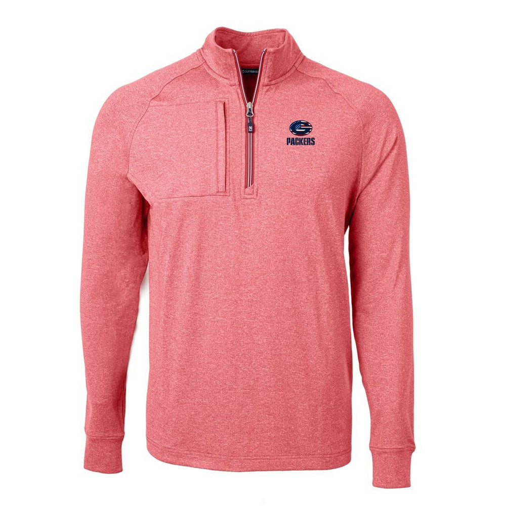 Green Bay Packers Cutter & Buck Big & Tall Adapt Eco Knit Quarter-Zip Pullover Top Heather Red - NFL