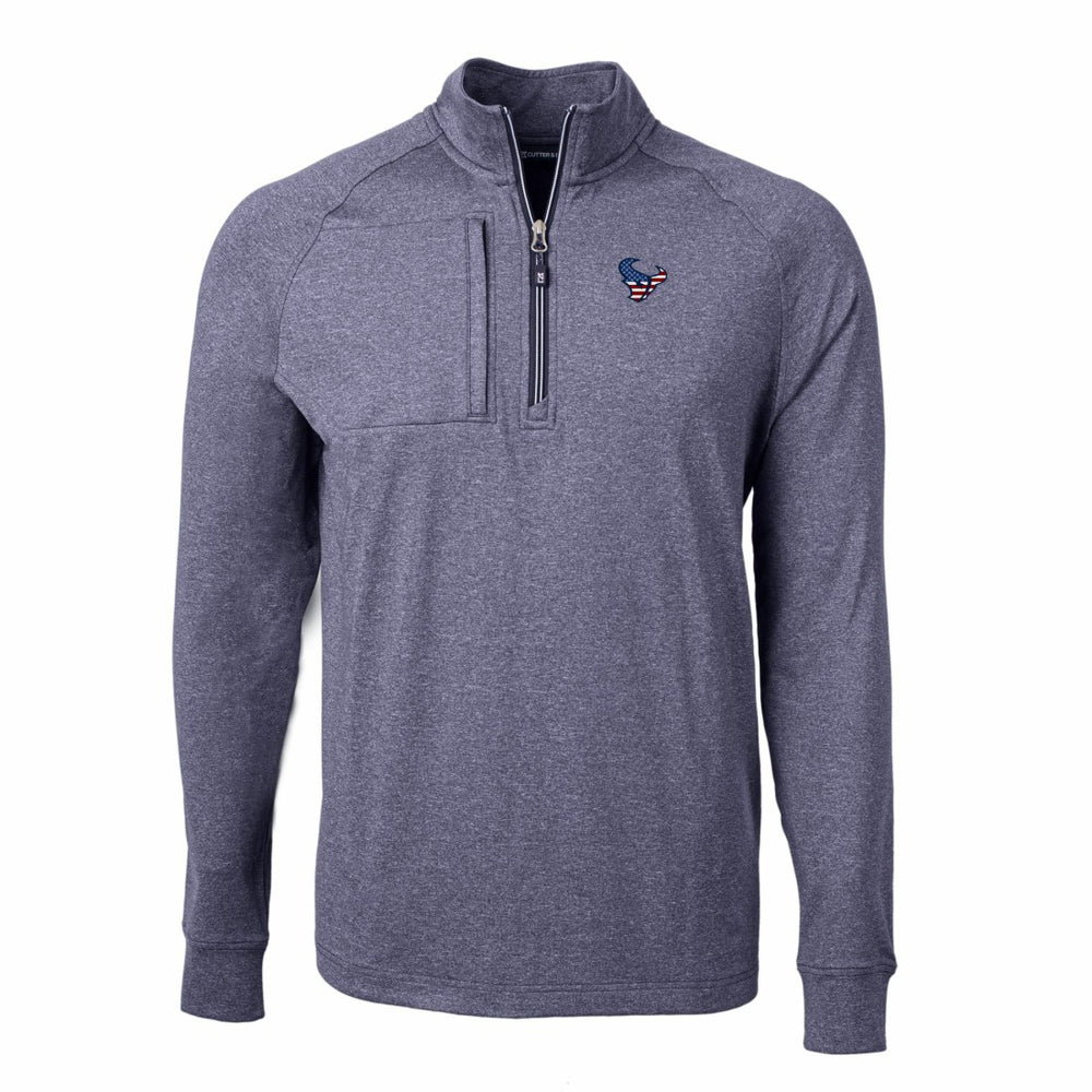 Houston Texans Cutter & Buck Big & Tall Adapt Eco Knit Quarter-Zip Pullover Top Heather Navy - NFL