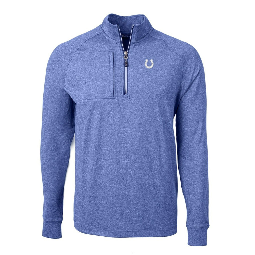 Indianapolis Colts Cutter & Buck Big & Tall Adapt Eco Knit Quarter-Zip Pullover Top Heather Royal - NFL