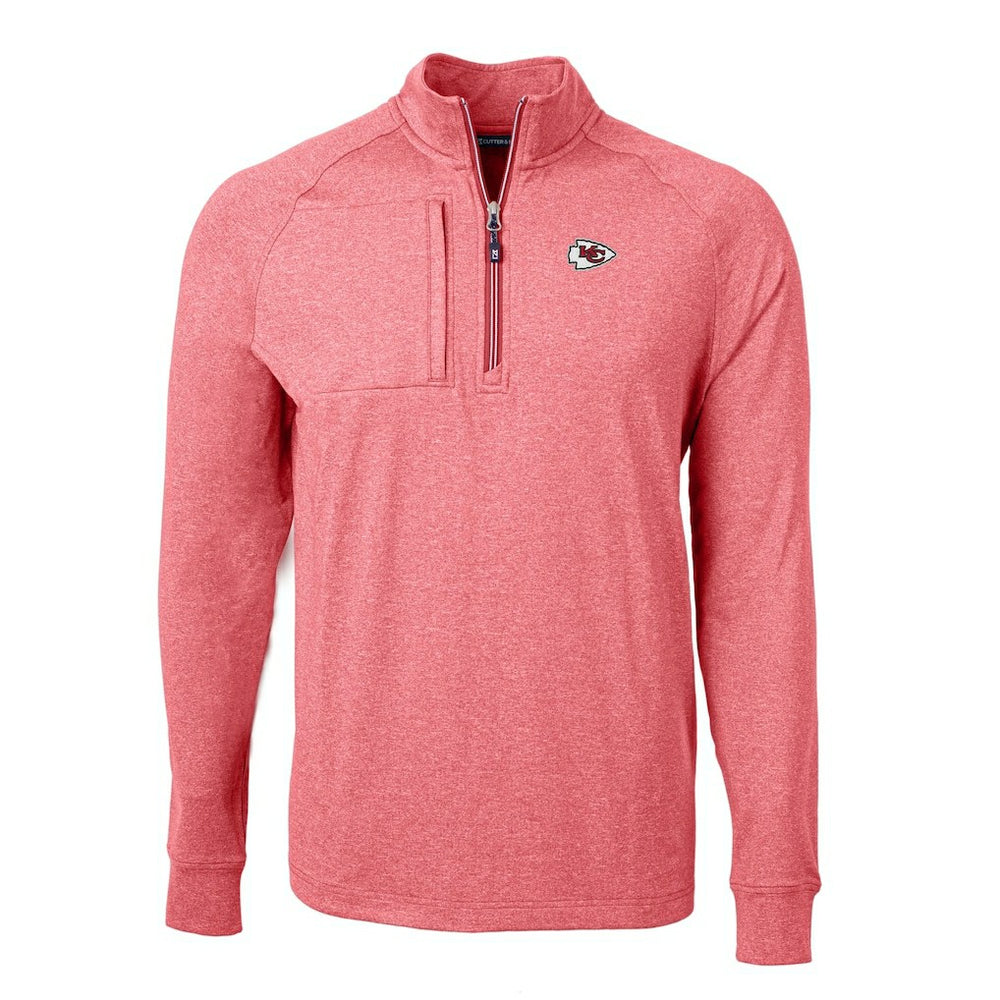 Kansas City Chiefs Cutter & Buck Big & Tall Adapt Eco Knit Quarter-Zip Pullover Top Heather Red - NFL