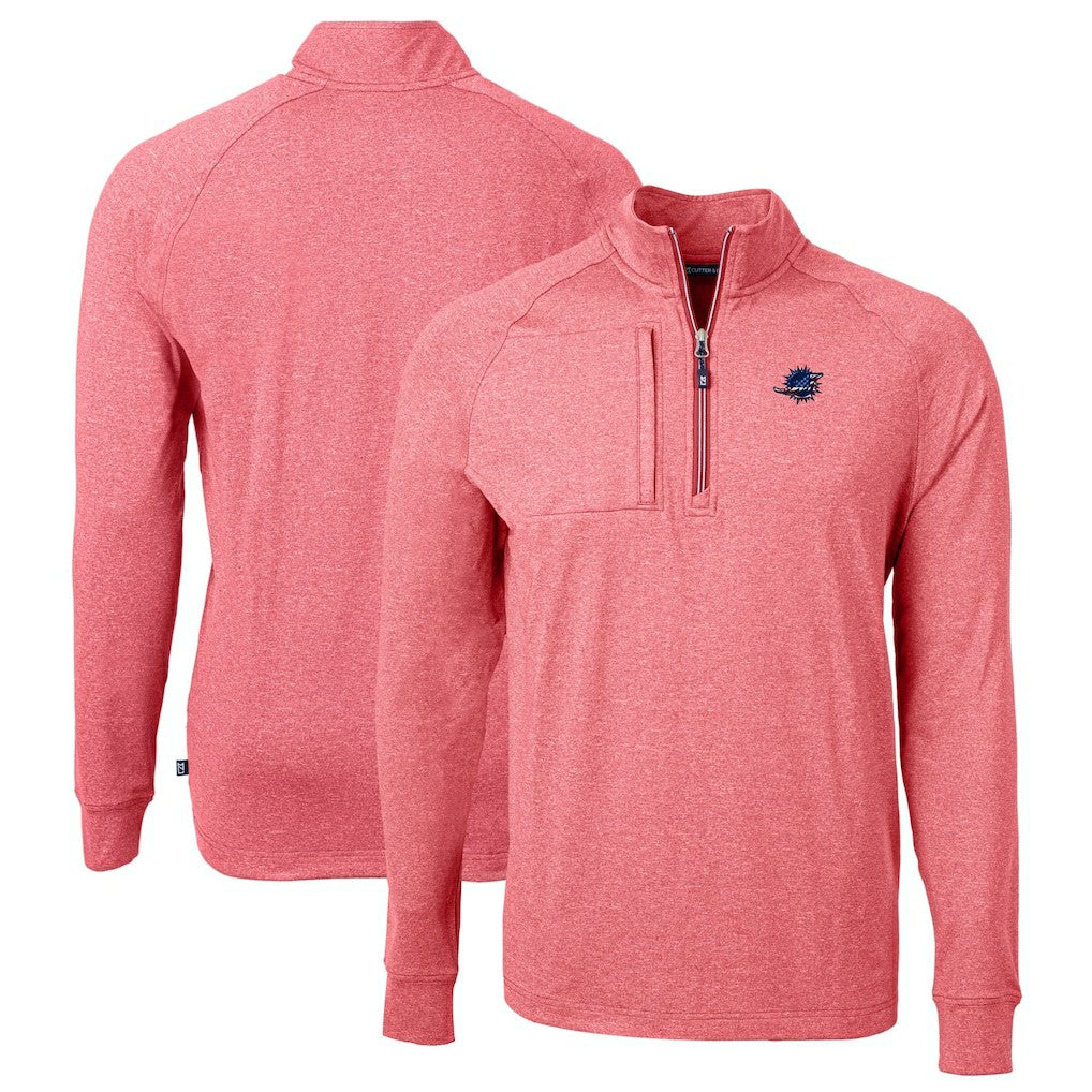 Miami Dolphins Cutter & Buck Big & Tall Adapt Eco Knit Quarter-Zip Pullover Top Heather Red - NFL