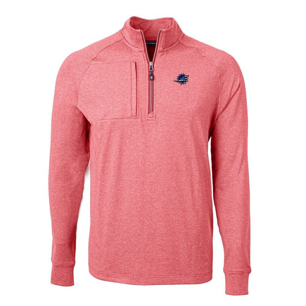 Miami Dolphins Cutter & Buck Big & Tall Adapt Eco Knit Quarter-Zip Pullover Top Heather Red - NFL
