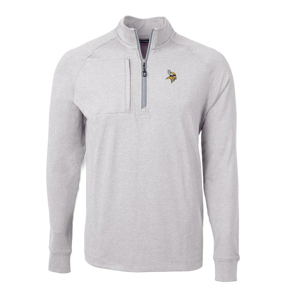 Minnesota Vikings Cutter & Buck Big & Tall Adapt Eco Knit Quarter-Zip Pullover Top Heather Gray - NFL