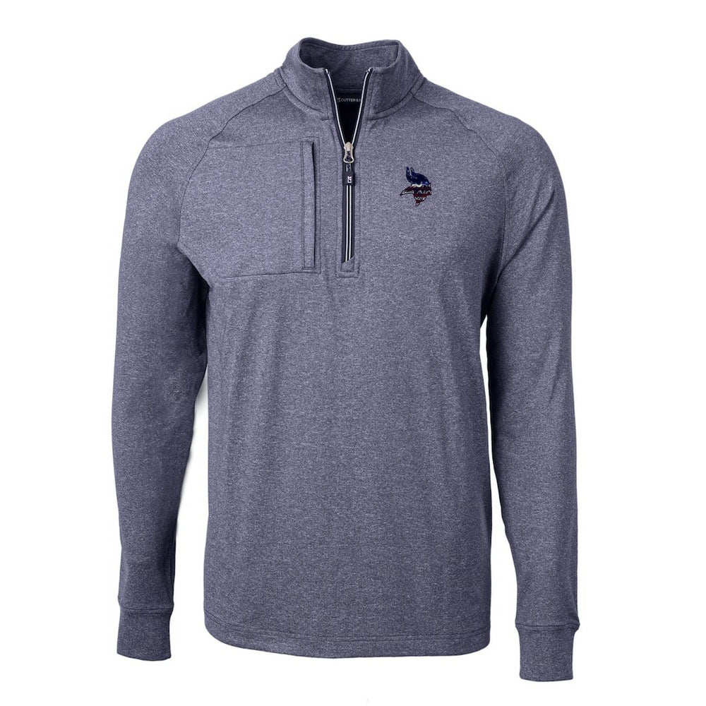 Minnesota Vikings Cutter & Buck Big & Tall Adapt Eco Knit Quarter-Zip Pullover Top Heather Navy - NFL