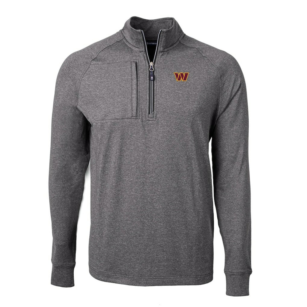 Washington Commanders Cutter & Buck Big & Tall Adapt Eco Knit Quarter-Zip Pullover Top Heather Black - NFL