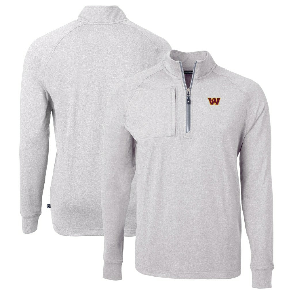 Washington Commanders Cutter & Buck Big & Tall Adapt Eco Knit Quarter-Zip Pullover Top Heather Gray - NFL