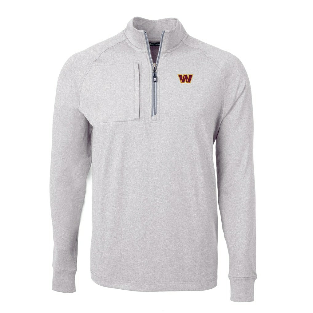 Washington Commanders Cutter & Buck Big & Tall Adapt Eco Knit Quarter-Zip Pullover Top Heather Gray - NFL