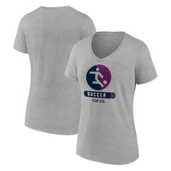 US Soccer Women's Radiating Victory V-Neck T-Shirts - Heather Gray
