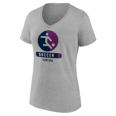 US Soccer Women's Radiating Victory V-Neck T-Shirts - Heather Gray