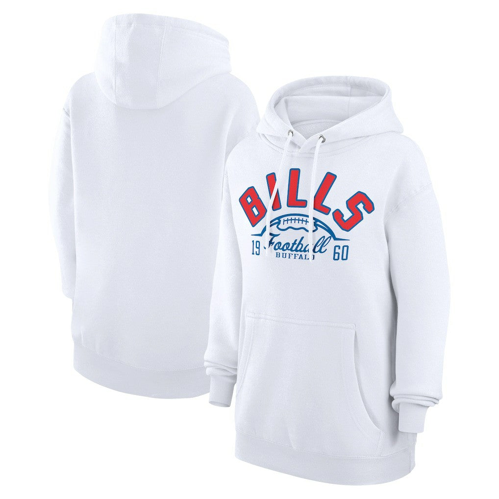 Buffalo Bills Starter Unisex Half Ball Team Fleece Pullover Hoodie White - NFL
