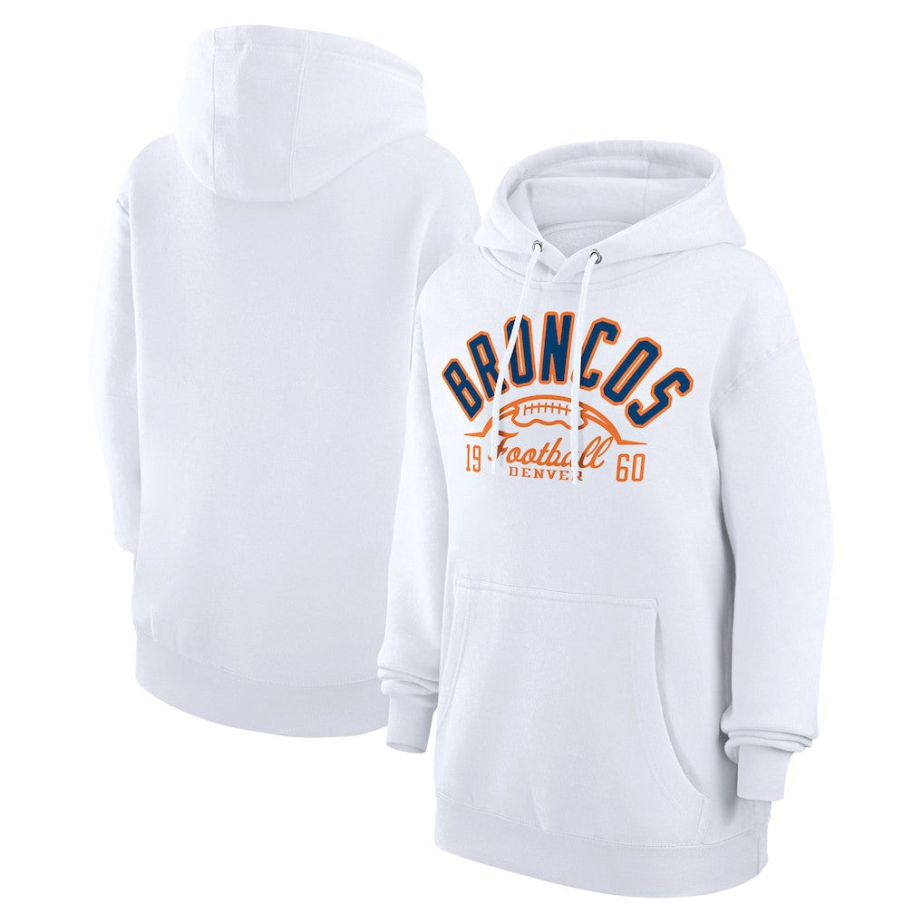 Denver Broncos Starter Unisex Half Ball Team Fleece Pullover Hoodie White - NFL