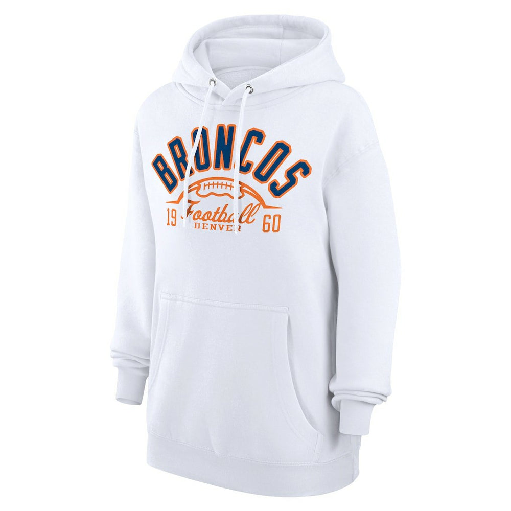Denver Broncos Starter Unisex Half Ball Team Fleece Pullover Hoodie White - NFL