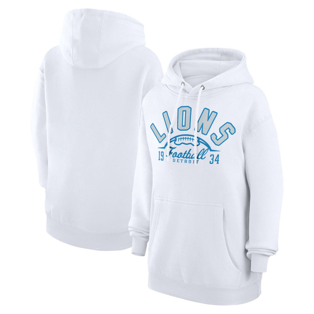 Detroit Lions Starter Unisex Half Ball Team Fleece Pullover Hoodie White - NFL