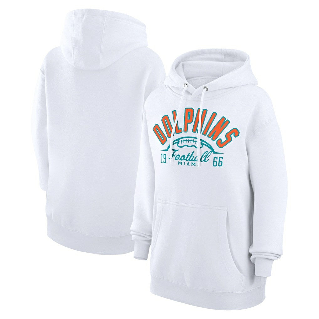 Miami Dolphins Starter Unisex Half Ball Team Fleece Pullover Hoodie White - NFL