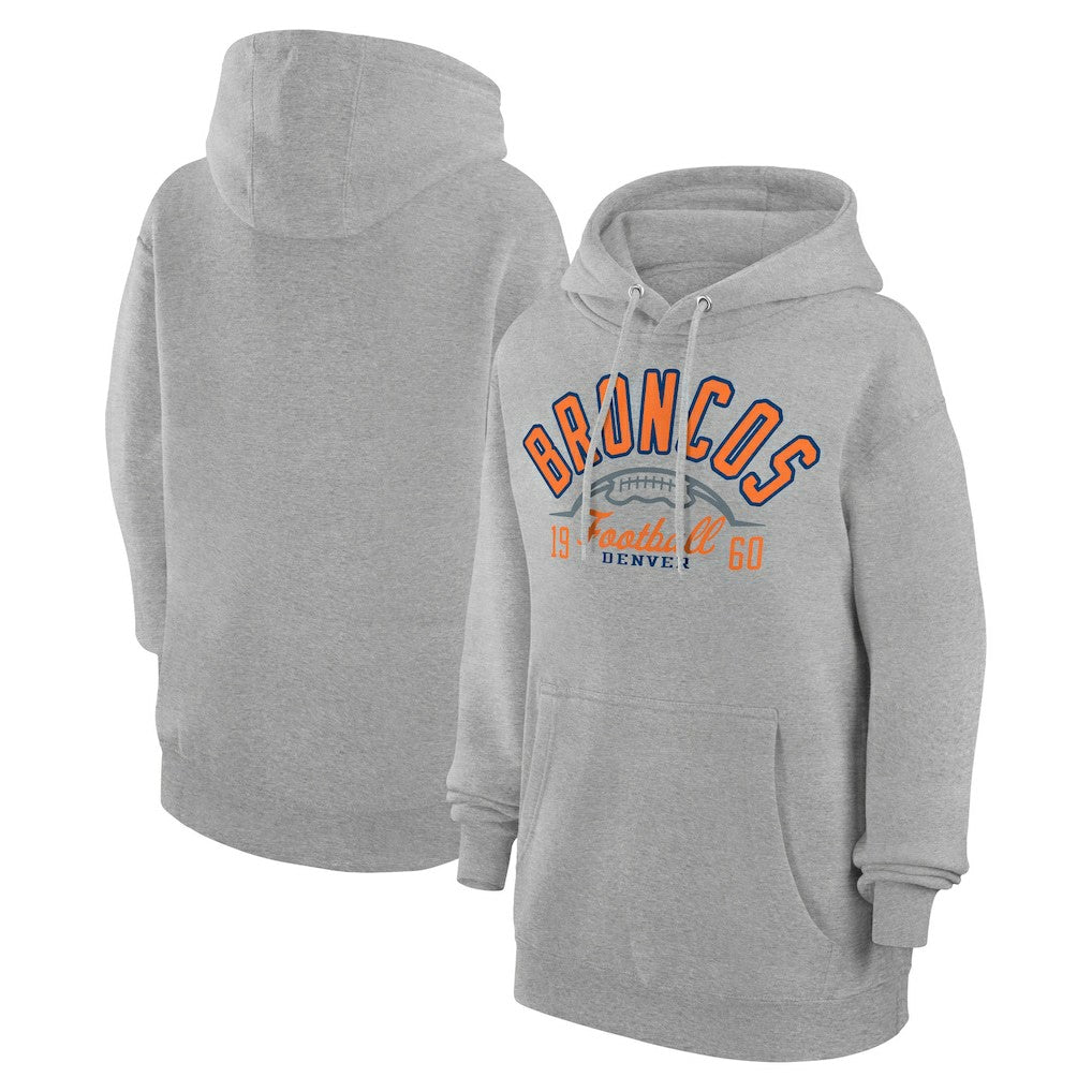 Denver Broncos Starter Unisex Half Ball Team Fleece Pullover Hoodie Heather Gray - NFL