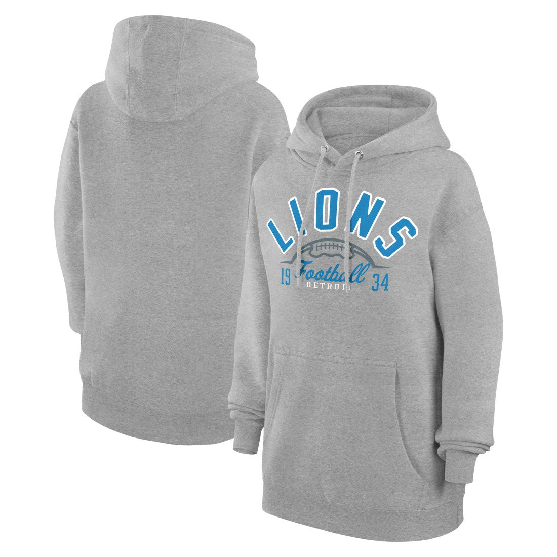 Detroit Lions Starter Unisex Half Ball Team Fleece Pullover Hoodie Heather Gray - NFL