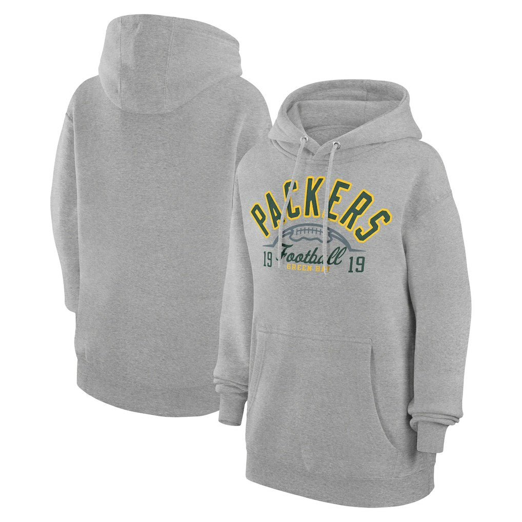 Green Bay Packers Starter Unisex Half Ball Team Fleece Pullover Hoodie Heather Gray - NFL